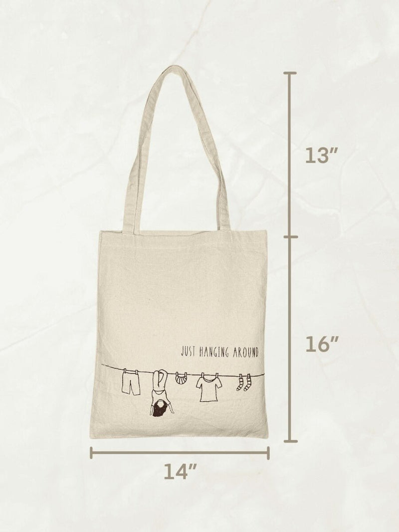 Hanging Around - 100% Cotton Canvas Tote Bag | Verified Sustainable Tote Bag on Brown Living™