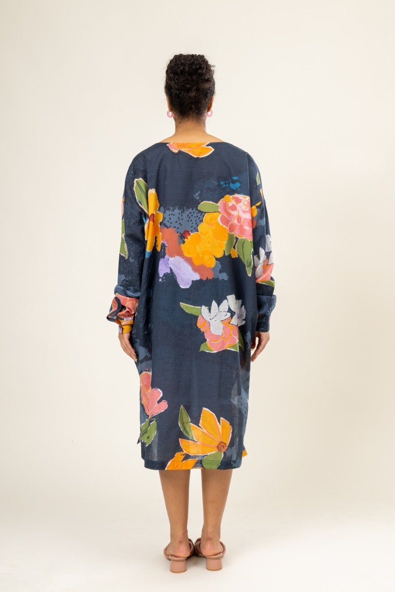 Helen Upcycled Cotton Floral Kaftan | Verified Sustainable Womens Tunic on Brown Living™