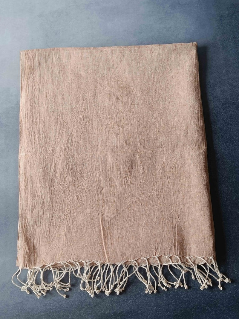 Homespun Hemp Fabric Unisex Stole - Peach | Verified Sustainable Womens Scarf on Brown Living™