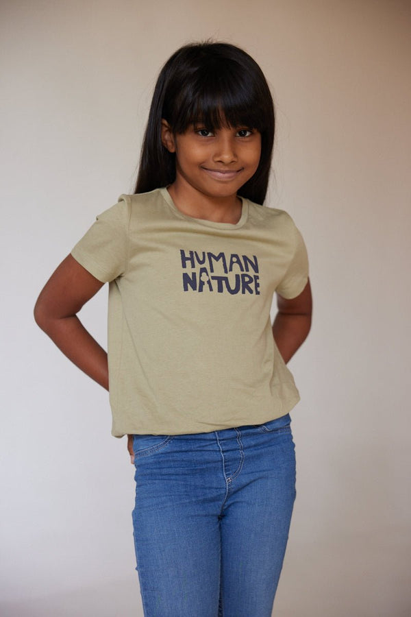 Human Nature - Kids Unisex Organic Cotton T - shirt | Sage | Verified Sustainable Kids T - Shirts on Brown Living™