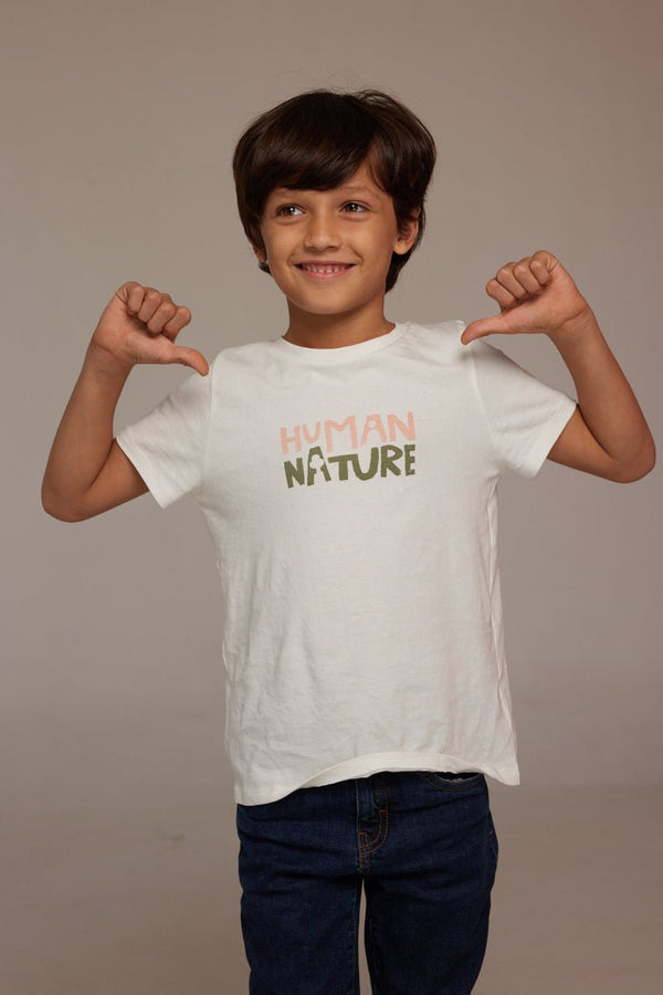 Human Nature - Kids Unisex Organic Cotton T - shirt | White | Verified Sustainable Kids T - Shirts on Brown Living™