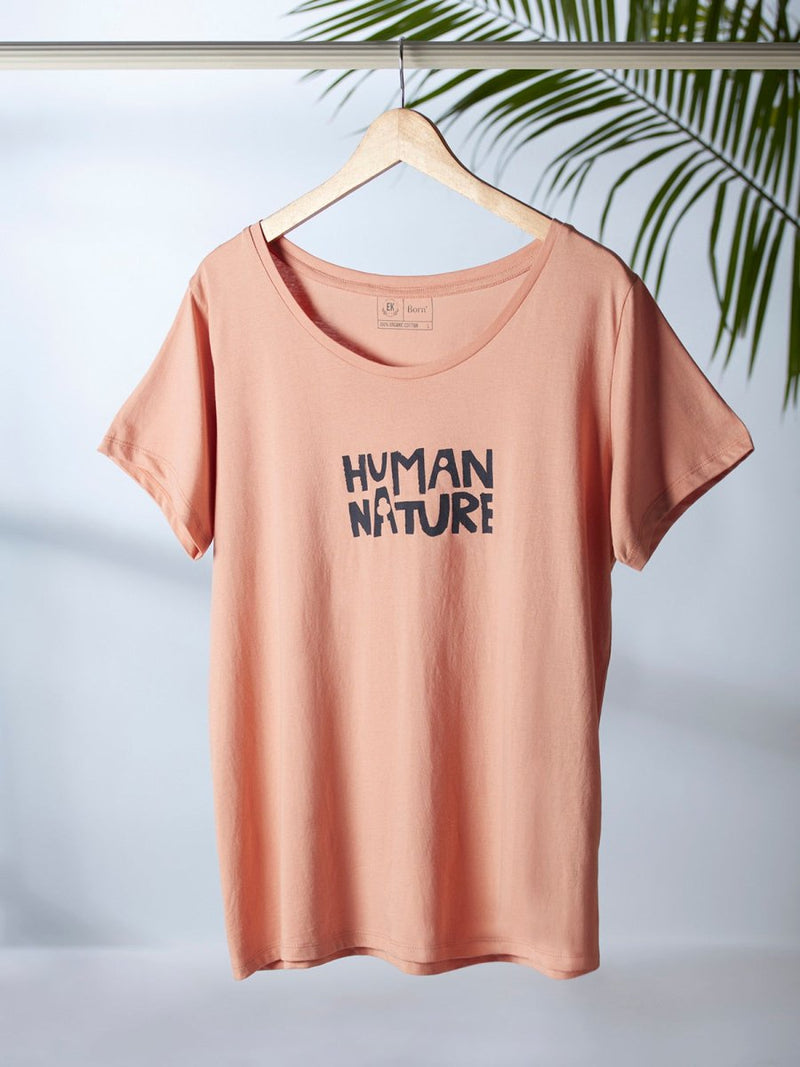 Human Nature - Womens Organic Cotton T - shirt | Rose | Verified Sustainable Womens T - Shirt on Brown Living™