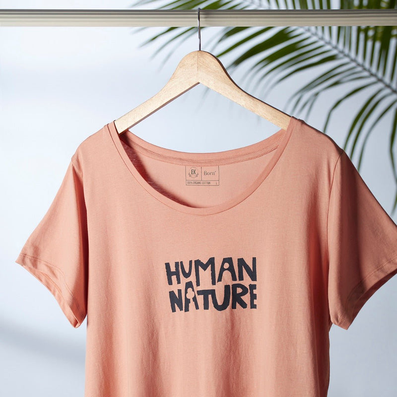 Human Nature - Womens Organic Cotton T - shirt | Rose | Verified Sustainable Womens T - Shirt on Brown Living™