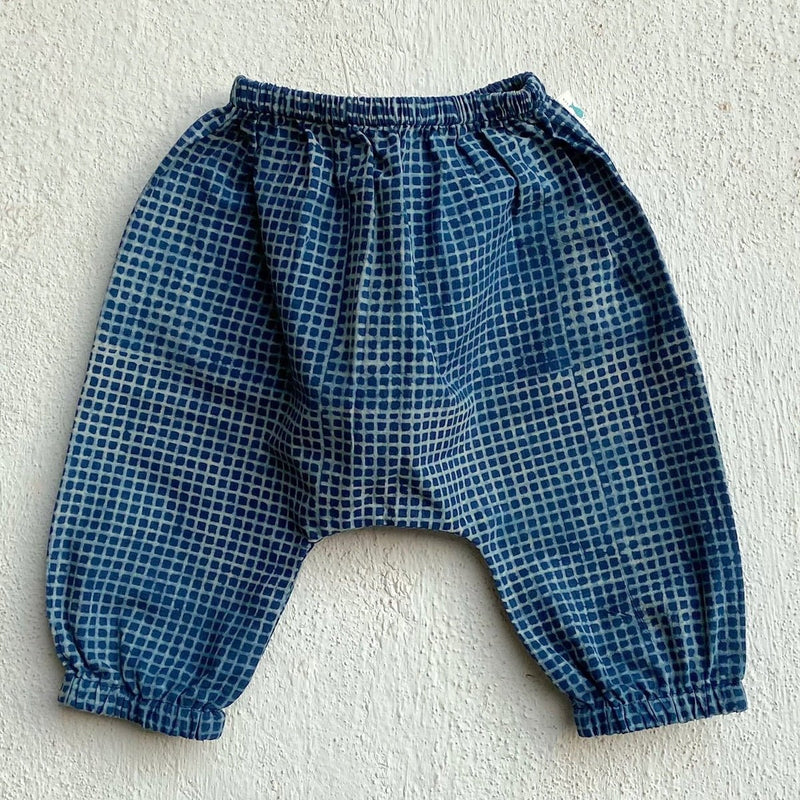 Kids Unisex Organic Cotton Zoo Jhabla with Indigo Check Pants | Verified Sustainable Kids Daywear Sets on Brown Living™