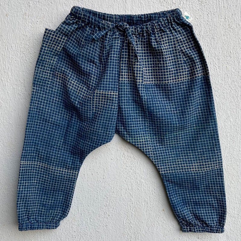 Kids Unisex Organic Cotton Zoo Jhabla with Indigo Check Pants | Verified Sustainable Kids Daywear Sets on Brown Living™