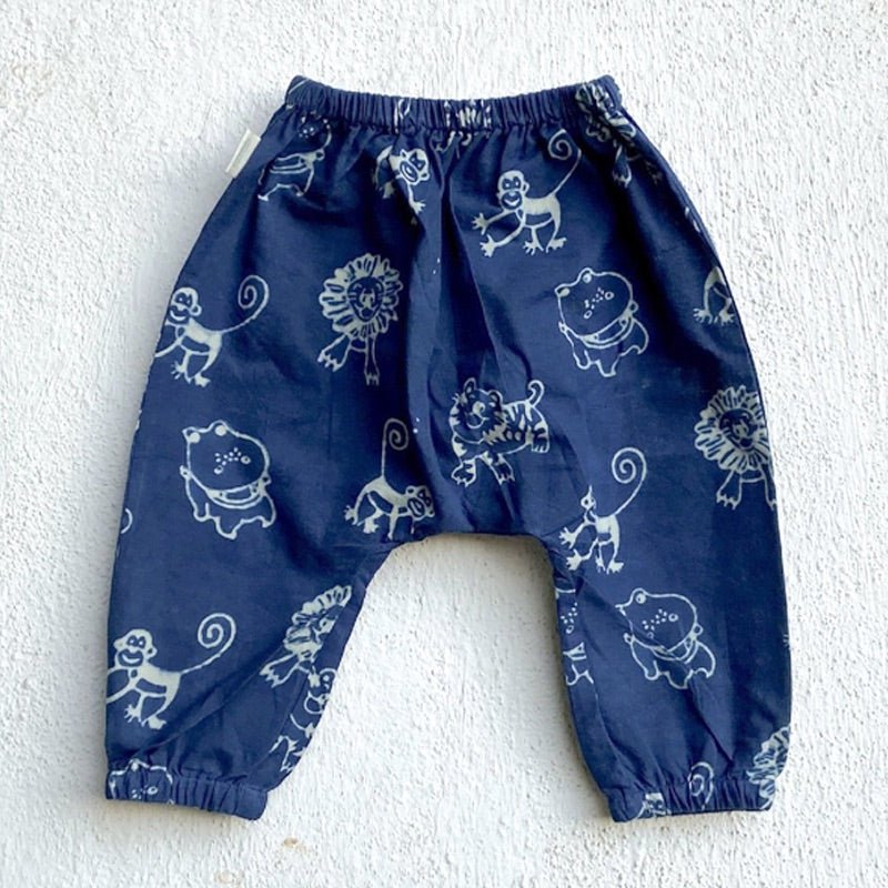 Kids Unisex Organic Cotton Zoo Monkey Jhabla with Zoo Pants | Verified Sustainable Kids Daywear Sets on Brown Living™