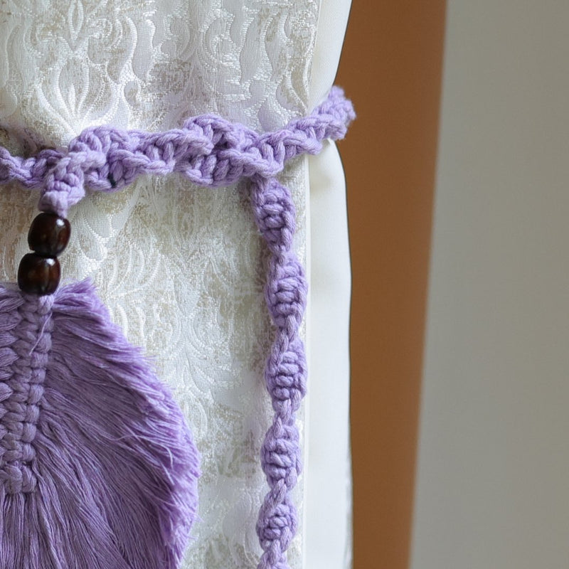 Lavender Macrame Leaf Curtain Ties | Verified Sustainable Curtains on Brown Living™