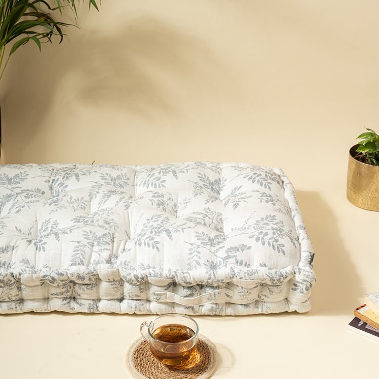 Leafy Blue - Comfortable Eco - Friendly Floor Mattress | Verified Sustainable Bedding on Brown Living™