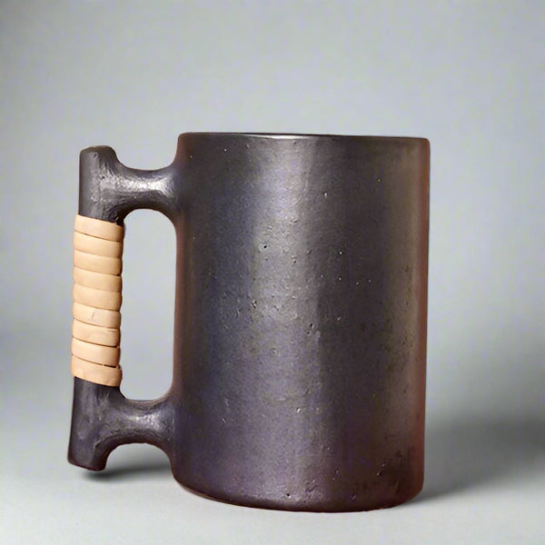 Longpi Black Pottery Beer Mug Large - Round | Verified Sustainable Bar Glassware on Brown Living™