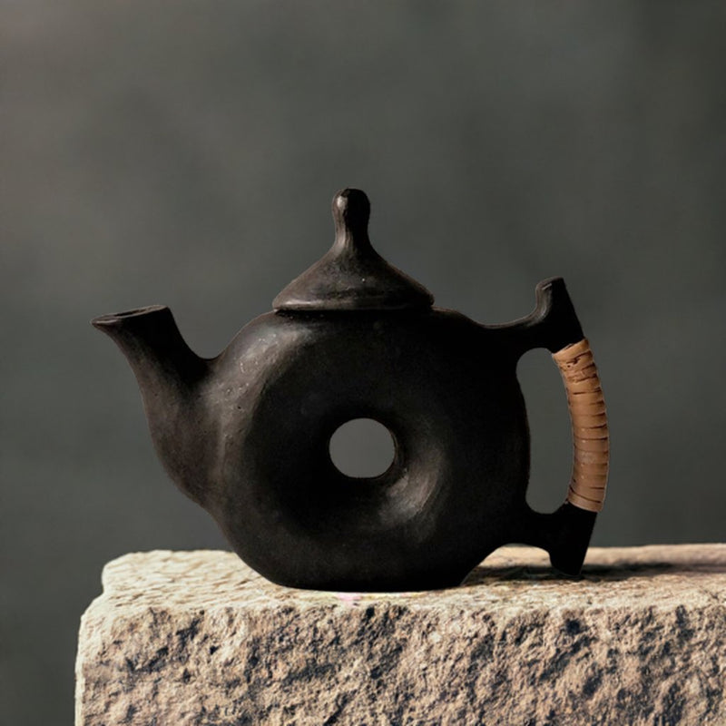 Longpi Black Pottery Chakra Teapot | Verified Sustainable Beverage Accessories on Brown Living™