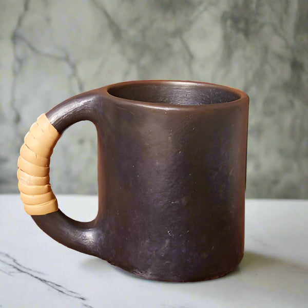 Longpi Black Pottery Coffee Mug Large - Round | Verified Sustainable Mugs on Brown Living™