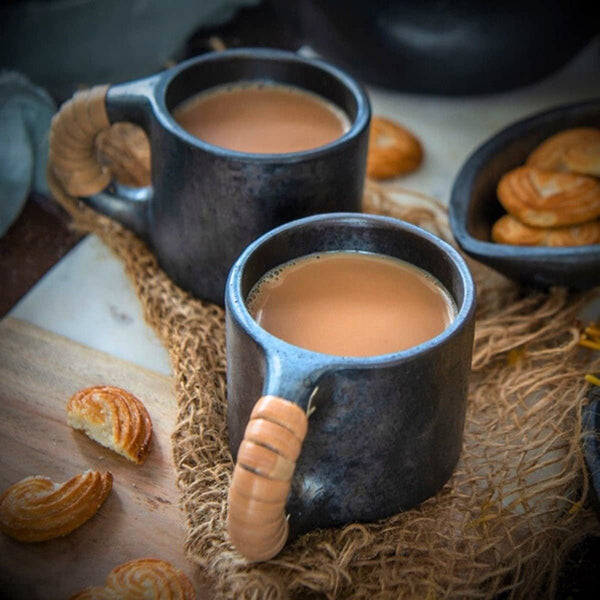 Longpi Black Pottery Tea Cups Pair | Verified Sustainable Mugs on Brown Living™