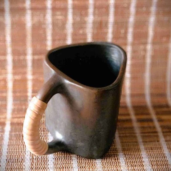 Longpi Black Pottery Trikon Coffee Mug - Large | Verified Sustainable Mugs on Brown Living™