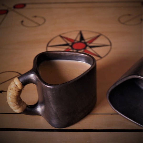 Longpi Black Pottery Trikon Coffee Mug - Small | Verified Sustainable Mugs on Brown Living™