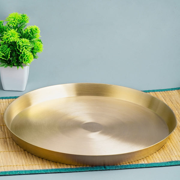 Matt Finish Bronze Handmade Thali Plate Large | Verified Sustainable Dinner Set on Brown Living™