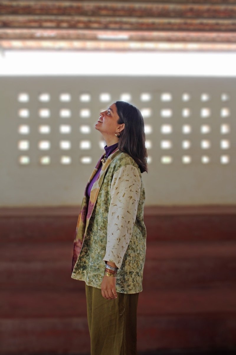 Mayuri Handwoven Zari Chanderi And Khadi Cotton Reversible Jacket | Verified Sustainable Womens Jacket on Brown Living™