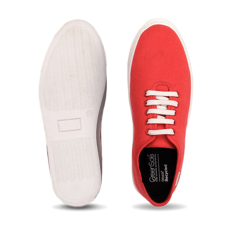 Minimal Red Mens Sneaker Lace Up | Verified Sustainable Mens Casual Shoes on Brown Living™