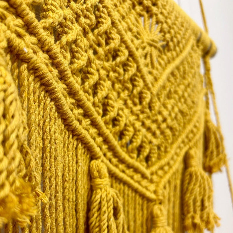 Mustard Yellow Macrame Wall Organiser | Verified Sustainable Wall Decor on Brown Living™