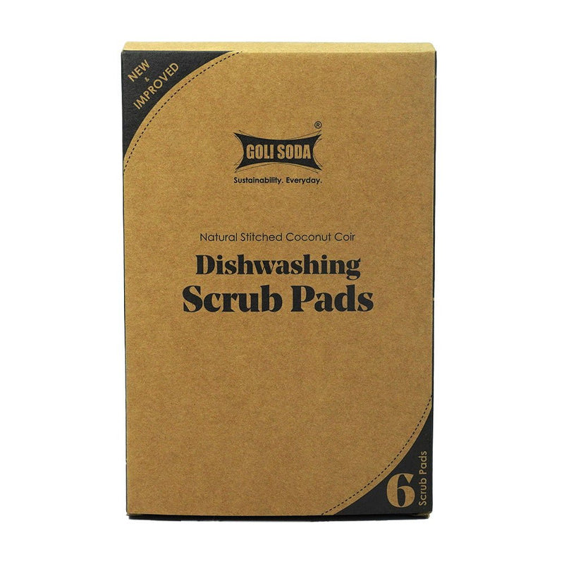 Natural Coconut Coir Dishwashing Scrub Pads - Pack of 6 Scrubs | Verified Sustainable Cleaning Supplies on Brown Living™