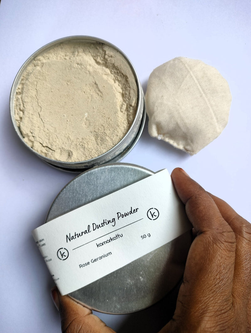 Natural Dusting powder : pack of 3 with hand stitched cotton puffs | Verified Sustainable Makeup Compact on Brown Living™