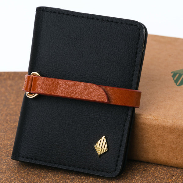 Neith - Cactus Leather Cardholder | Black & Gingerbread