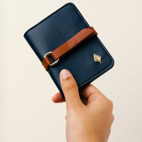 Neith - Cactus Leather Cardholder | Blue & Gingerbread