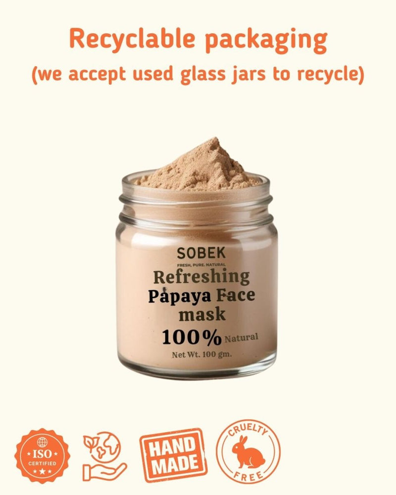 Papaya Refreshing Powder Face Mask/Pack 100 g | Verified Sustainable Face Mask on Brown Living™