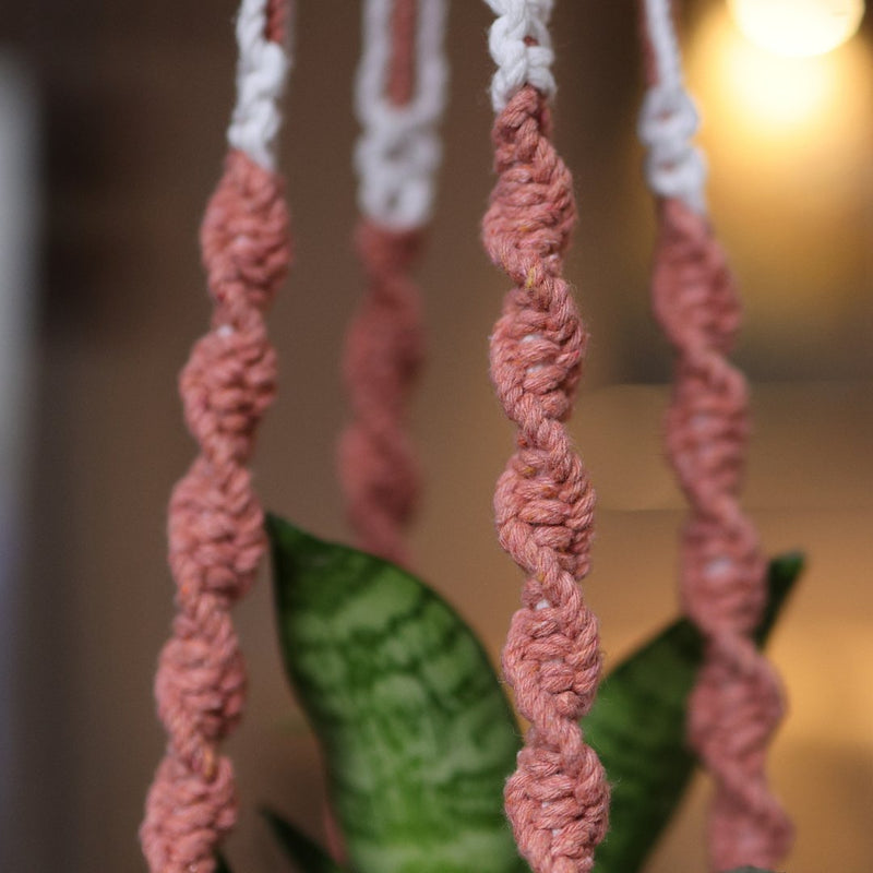 Peach Web Macrame Plant Holder | Verified Sustainable Pots & Planters on Brown Living™