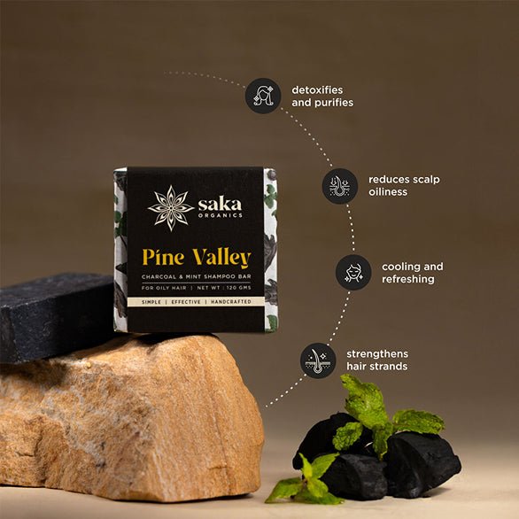 Pine Valley | Handmade Charcoal & Mint Shampoo Bar (120gm) | Verified Sustainable Hair Shampoo Bar on Brown Living™