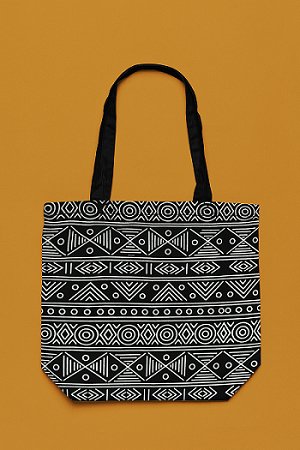 Premium Cotton Canvas Tote Bag - Aztec Black | Verified Sustainable Tote Bag on Brown Living™