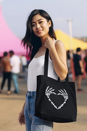 Premium Cotton Canvas Tote Bag - Bone Black | Verified Sustainable Tote Bag on Brown Living™