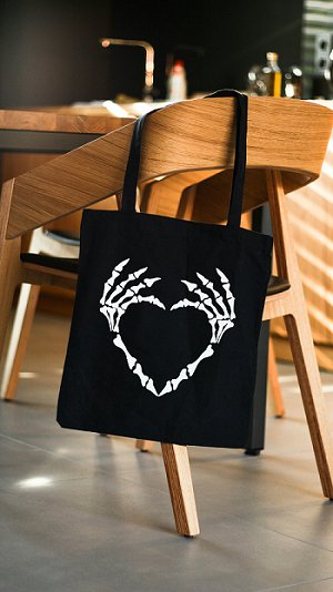 Premium Cotton Canvas Tote Bag - Bone Black | Verified Sustainable Tote Bag on Brown Living™