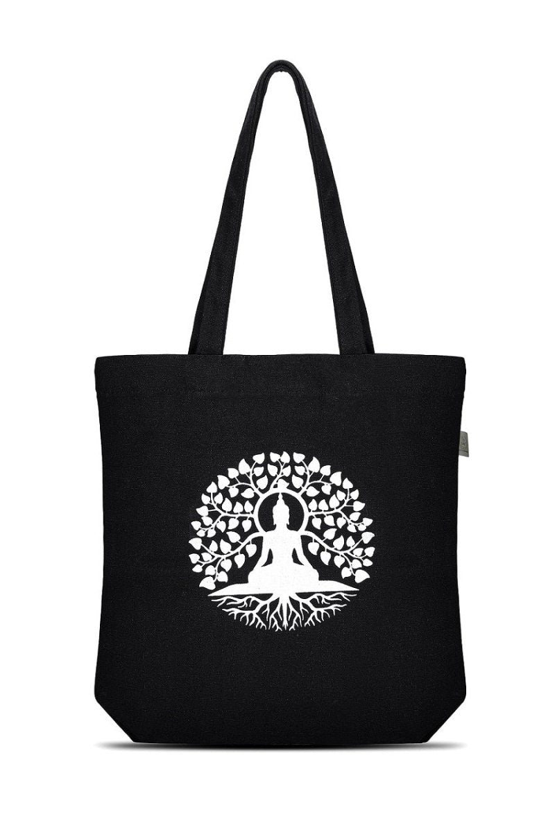 Premium Cotton Canvas Tote Bag - Buddha Black | Verified Sustainable Tote Bag on Brown Living™