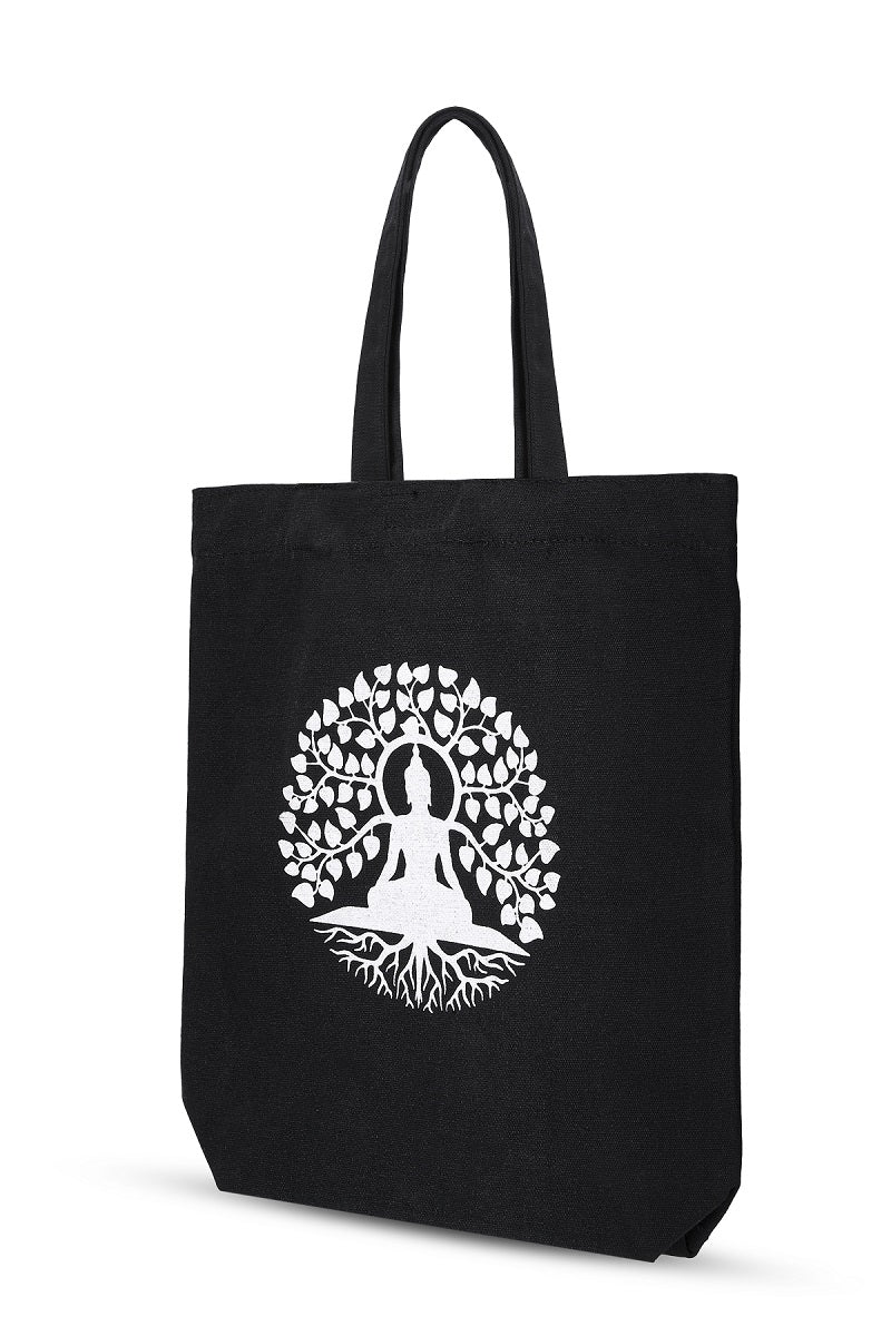 Premium Cotton Canvas Tote Bag - Buddha Black | Verified Sustainable Tote Bag on Brown Living™