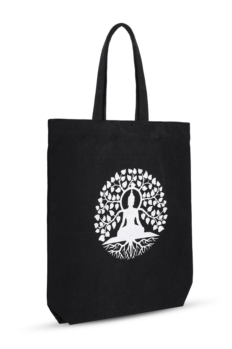 Premium Cotton Canvas Tote Bag - Buddha Black | Verified Sustainable Tote Bag on Brown Living™