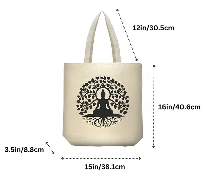 Premium Cotton Canvas Tote Bag - Buddha White | Verified Sustainable Tote Bag on Brown Living™