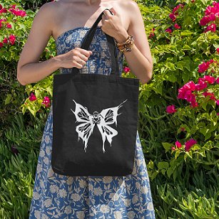 Premium Cotton Canvas Tote Bag - Butterfly Black | Verified Sustainable Tote Bag on Brown Living™