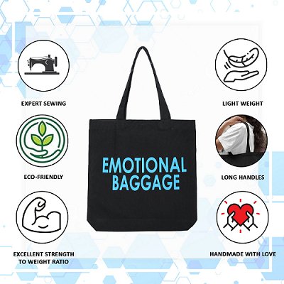 Premium Cotton Canvas Tote Bag - Emotional Baggage Black | Verified Sustainable Tote Bag on Brown Living™