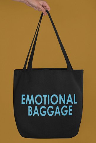 Premium Cotton Canvas Tote Bag - Emotional Baggage Black | Verified Sustainable Tote Bag on Brown Living™