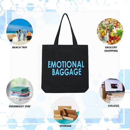 Premium Cotton Canvas Tote Bag - Emotional Baggage Black | Verified Sustainable Tote Bag on Brown Living™