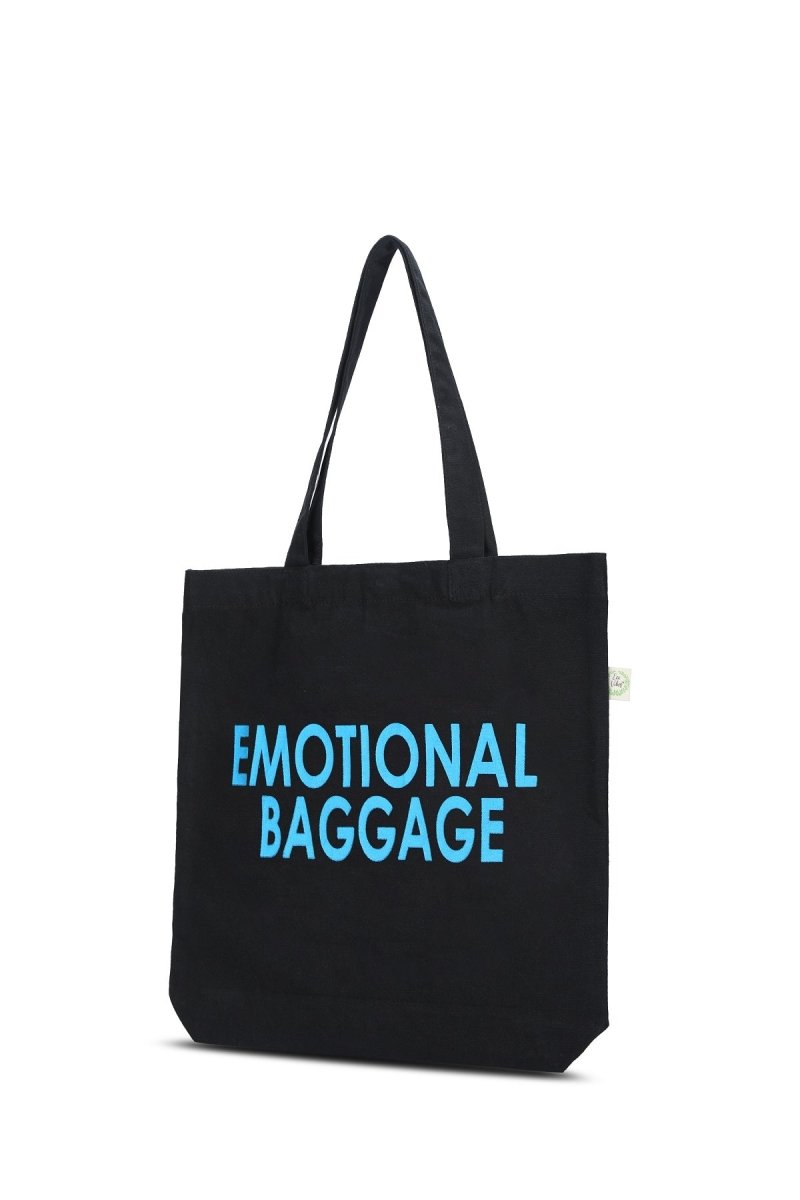 Premium Cotton Canvas Tote Bag - Emotional Baggage Black | Verified Sustainable Tote Bag on Brown Living™