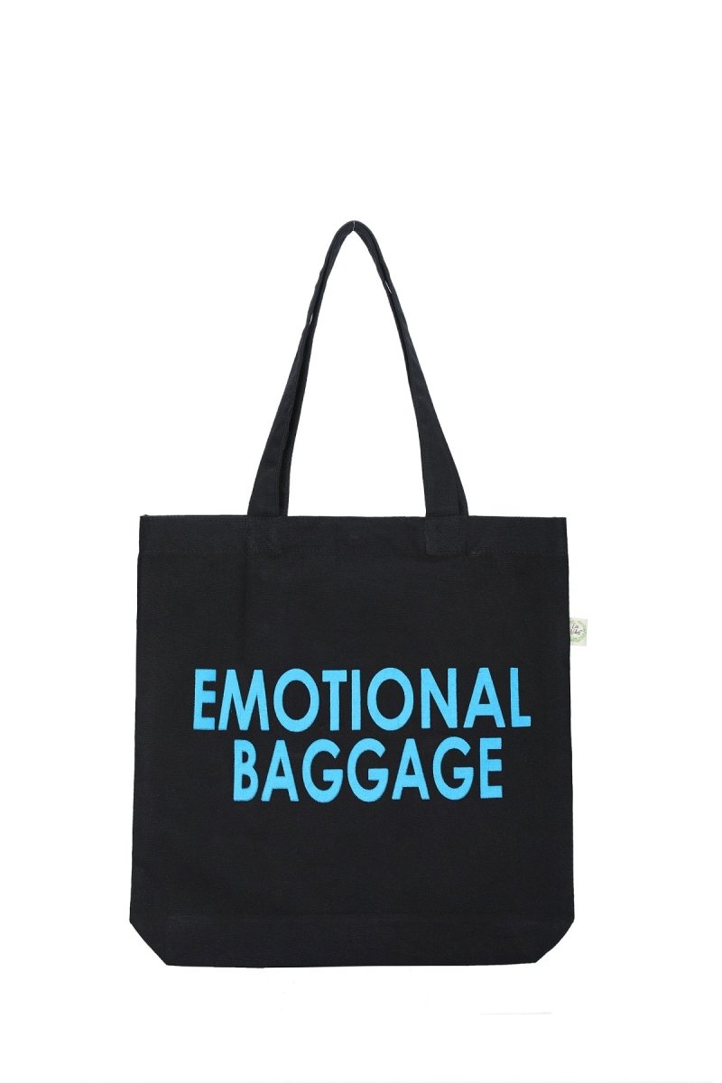 Premium Cotton Canvas Tote Bag - Emotional Baggage Black | Verified Sustainable Tote Bag on Brown Living™