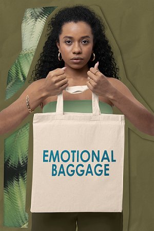 Premium Cotton Canvas Tote Bag - Emotional Baggage White | Verified Sustainable Tote Bag on Brown Living™