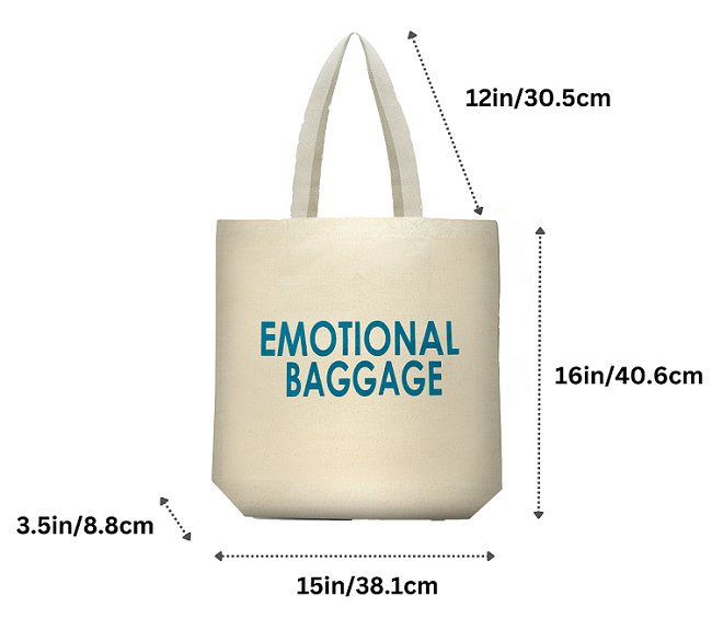 Premium Cotton Canvas Tote Bag - Emotional Baggage White | Verified Sustainable Tote Bag on Brown Living™