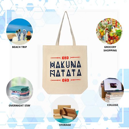 Premium Cotton Canvas Tote Bag - Hakuna Matata White | Verified Sustainable Tote Bag on Brown Living™