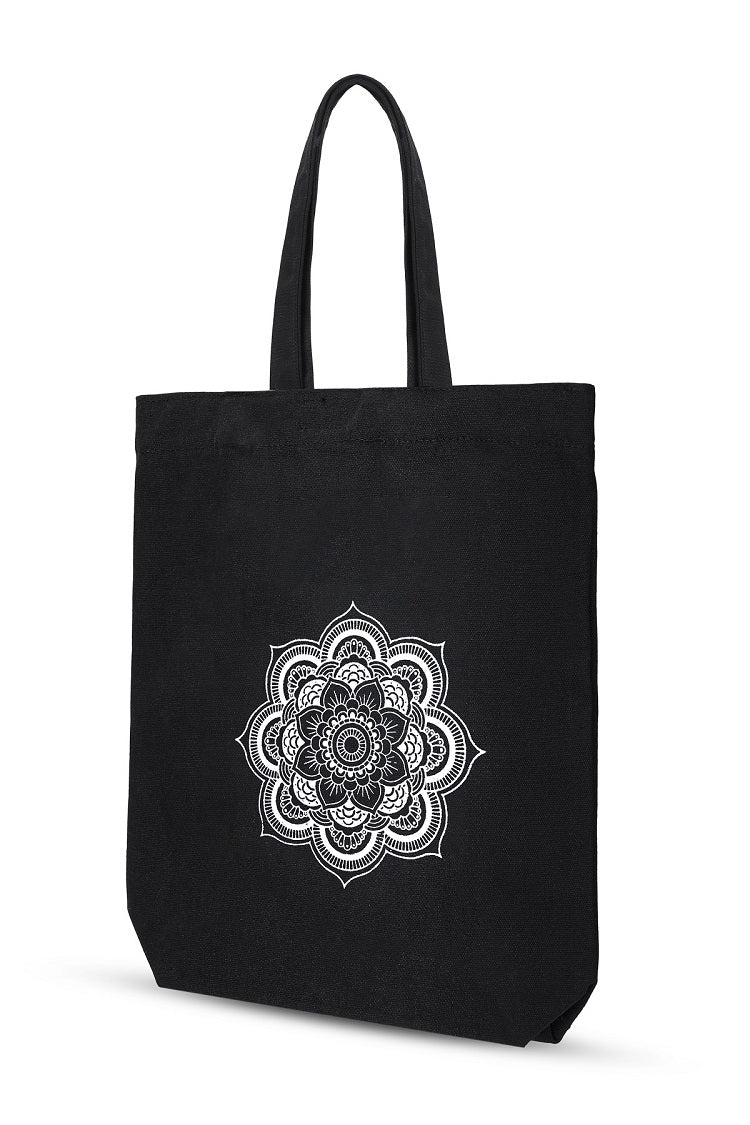 Premium Cotton Canvas Tote Bag - Mandala Black | Verified Sustainable Tote Bag on Brown Living™