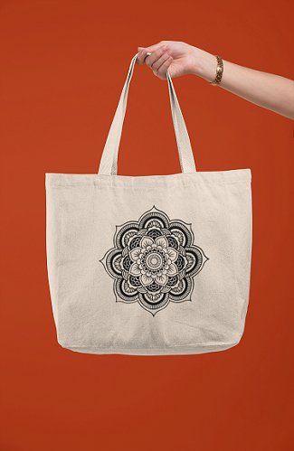 Premium Cotton Canvas Tote Bag - Mandala White | Verified Sustainable Tote Bag on Brown Living™