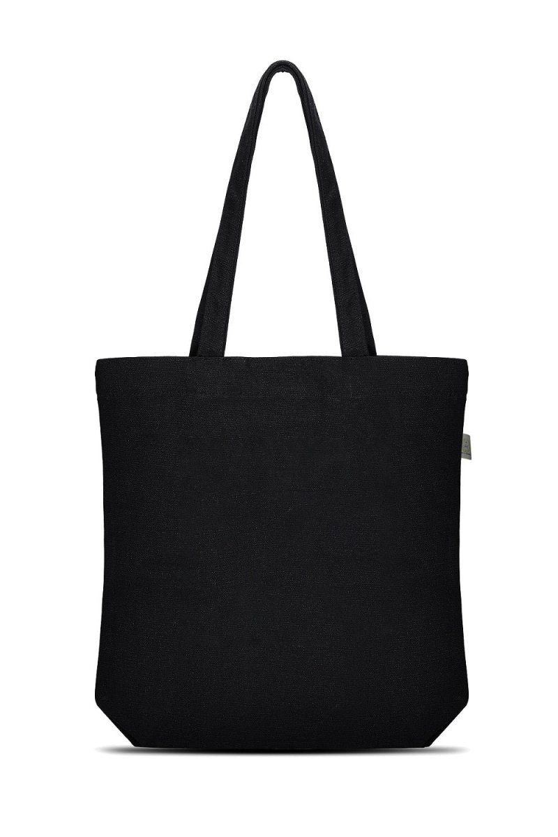 Premium Cotton Canvas Tote Bag - Positive Vibes Black | Verified Sustainable Tote Bag on Brown Living™