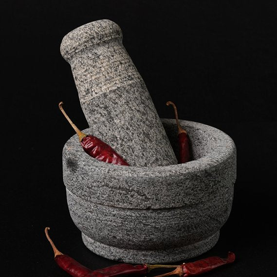 Premium Handmade Uthukuli Stone Mortar And Pestle - Large | Verified Sustainable Cookware on Brown Living™