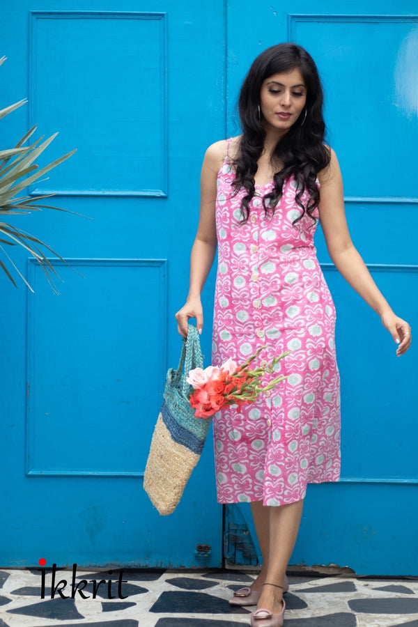 Primrose Handblock Print Cotton Dress | Verified Sustainable Womens Dress on Brown Living™